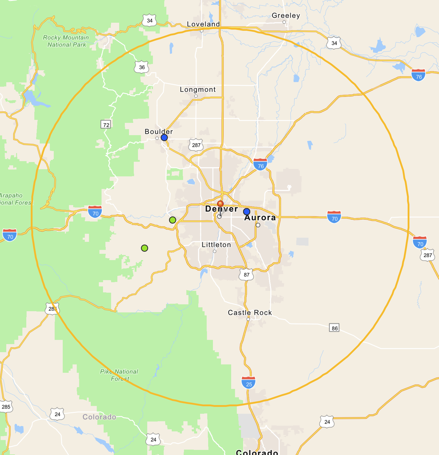 Radius Map of Denver