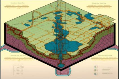 Wellhead Protection Area. A map of an area where a water well draws down groundwater shown in the style of a Computer Aided Drafting and Design CADD drawing