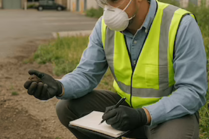 Man performing an environmental inspection