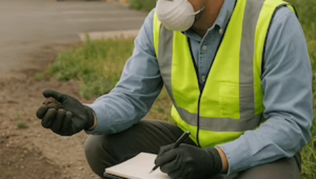 Man performing an environmental inspection