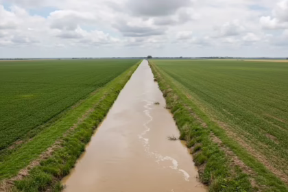 Nonpoint source pollution from agricultural runoff entering an Illinois waterway